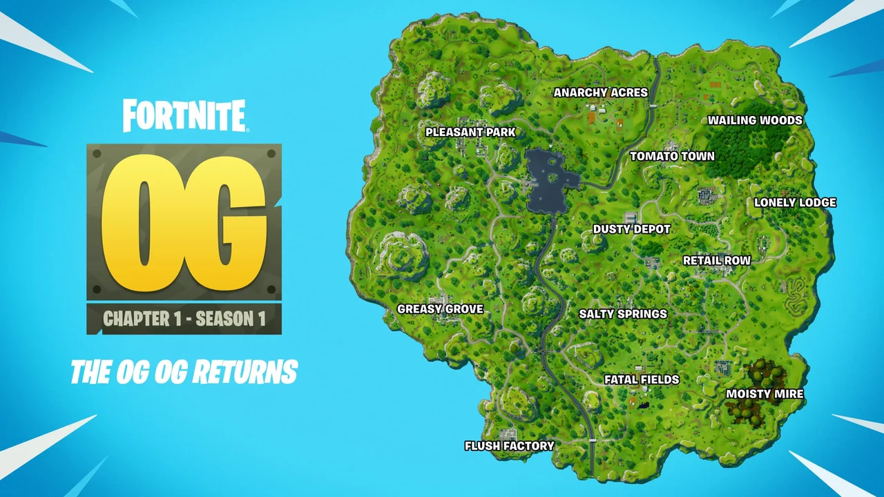 The original Fortnite island map appears beside the Fortnite OG logo.